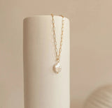 Fine Paper Clip Necklace with Freshwater Pearl