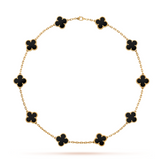 10 Motif Clover Necklace- Available in Black, White and Gold with Cubic Zirconia