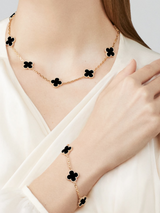 10 Motif Clover Necklace- Available in Black, White and Gold with Cubic Zirconia