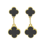 Clover Drop Earrings- Available in Black, White and Gold Clovers