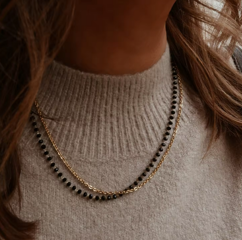 Black Beaded Necklace