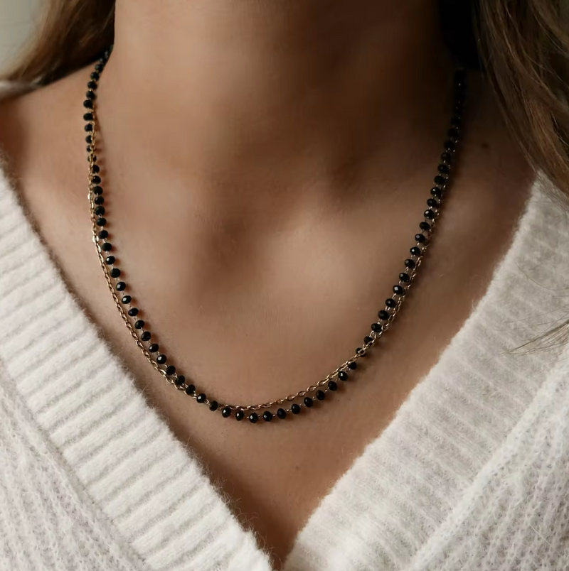 Black Beaded Necklace