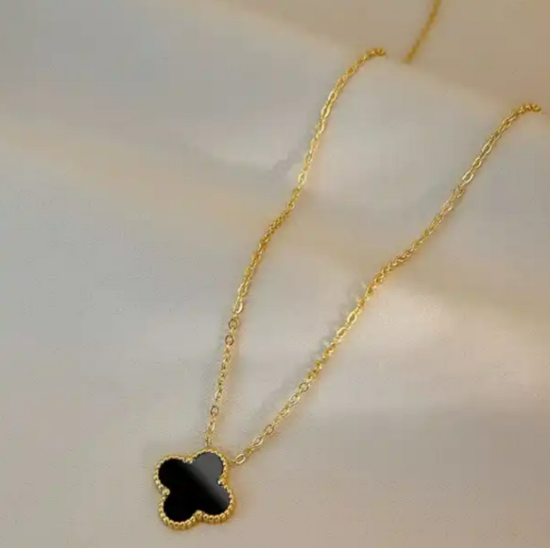 Single Motif Clover Necklace- Available in Black, White and Gold Clovers