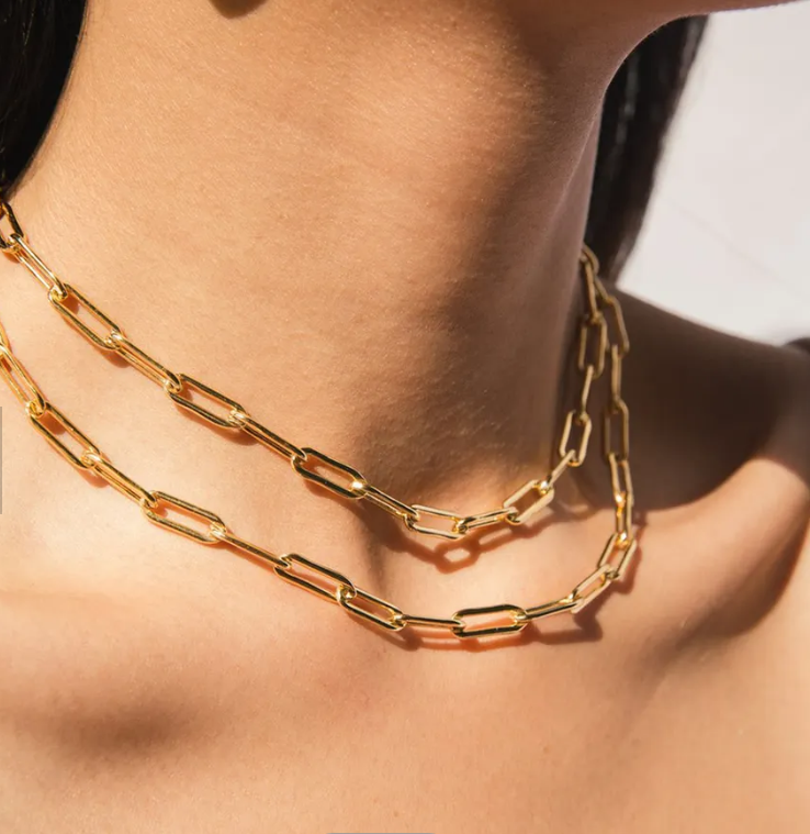 Large Link Paper Clip Necklace- Available in Gold, Rose Gold and Silver