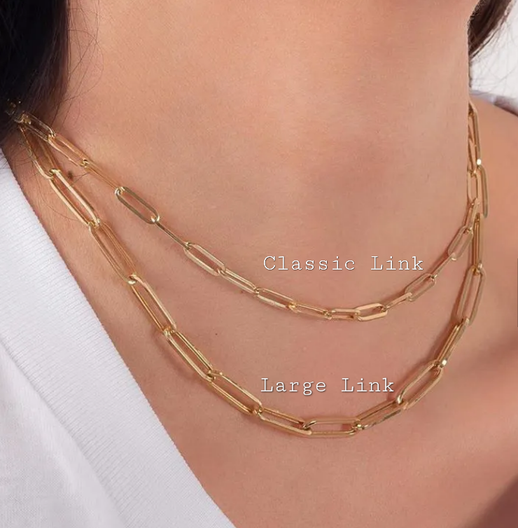 Large Link Paper Clip Necklace- Available in Gold, Rose Gold and Silver