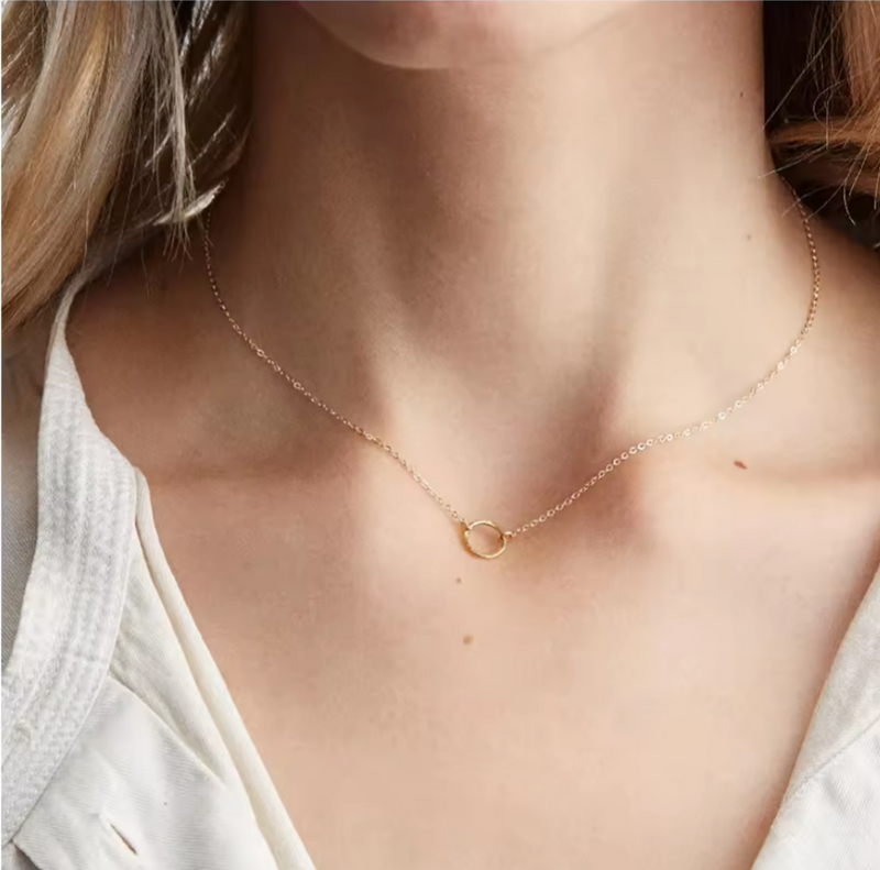 Hammered Circle Pendant Necklace- Available in gold, silver and rose gold