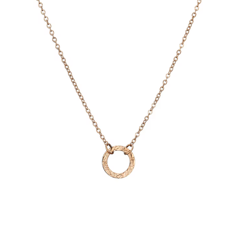 Hammered Circle Pendant Necklace- Available in gold, silver and rose gold