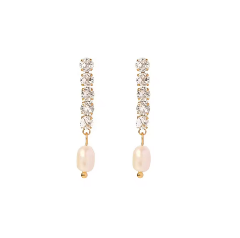 Cubic and Pearl Drop Earrings