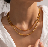 Double-Layered Oval Beaded Necklace