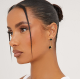 Clover Drop Earrings- Available in Black, White and Gold Clovers