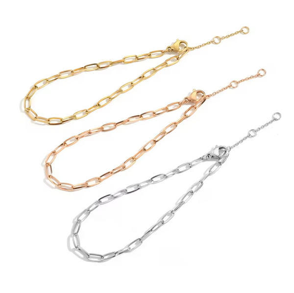 Fine Paper Clip Bracelet- Available in Gold, Rose Gold and Silver