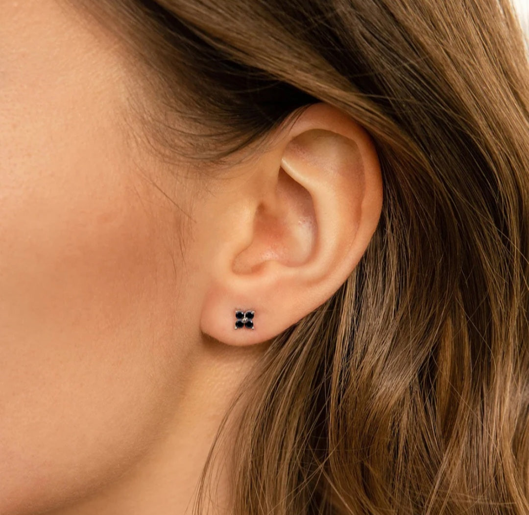 Bloom Studs- Clear and Black