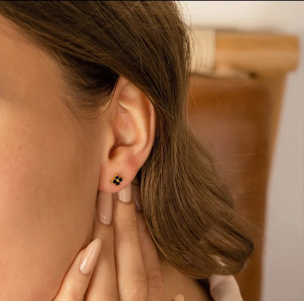 Bloom Studs- Clear and Black