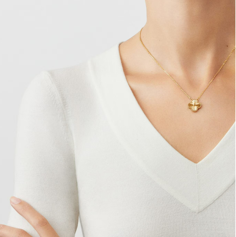 Single Motif Clover Necklace- Available in Black, White and Gold Clovers