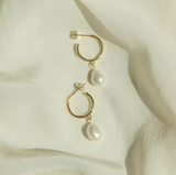 Handmade Pearl Charm Hoops