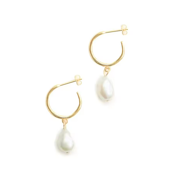 Handmade Pearl Charm Hoops