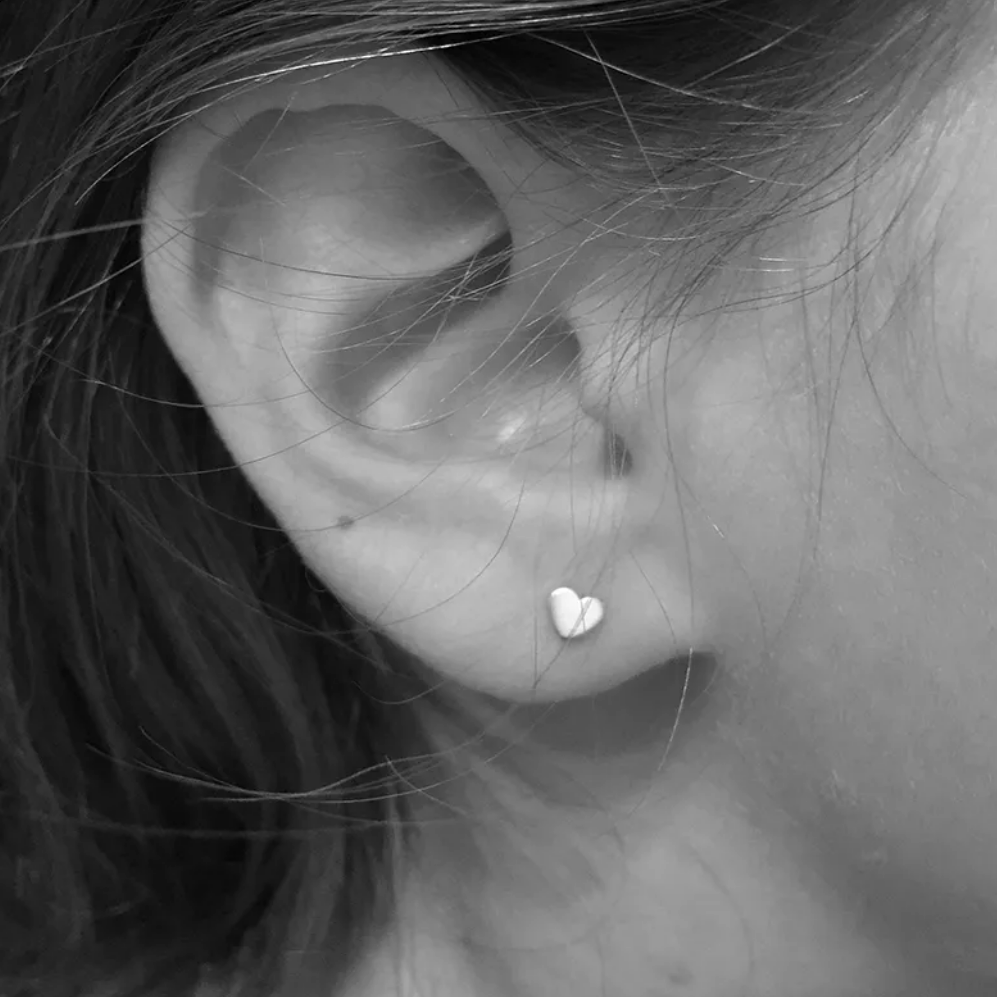 Heart Stud Earrings-Gold and Silver
