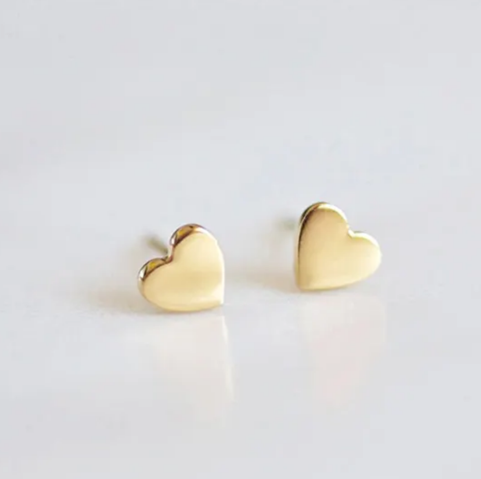 Heart Stud Earrings-Gold and Silver