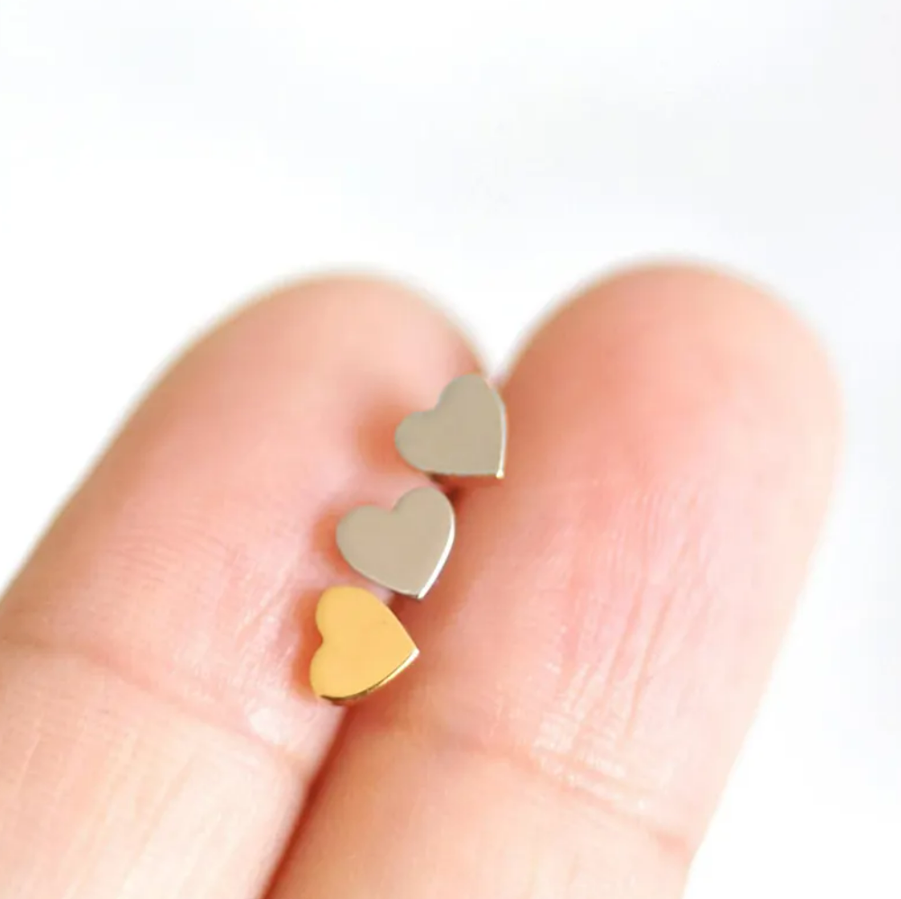 Heart Stud Earrings-Gold and Silver