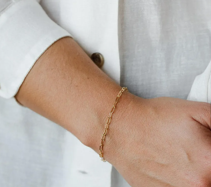 Fine Paper Clip Bracelet- Available in Gold, Rose Gold and Silver