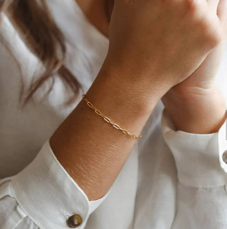 Fine Paper Clip Bracelet- Available in Gold, Rose Gold and Silver