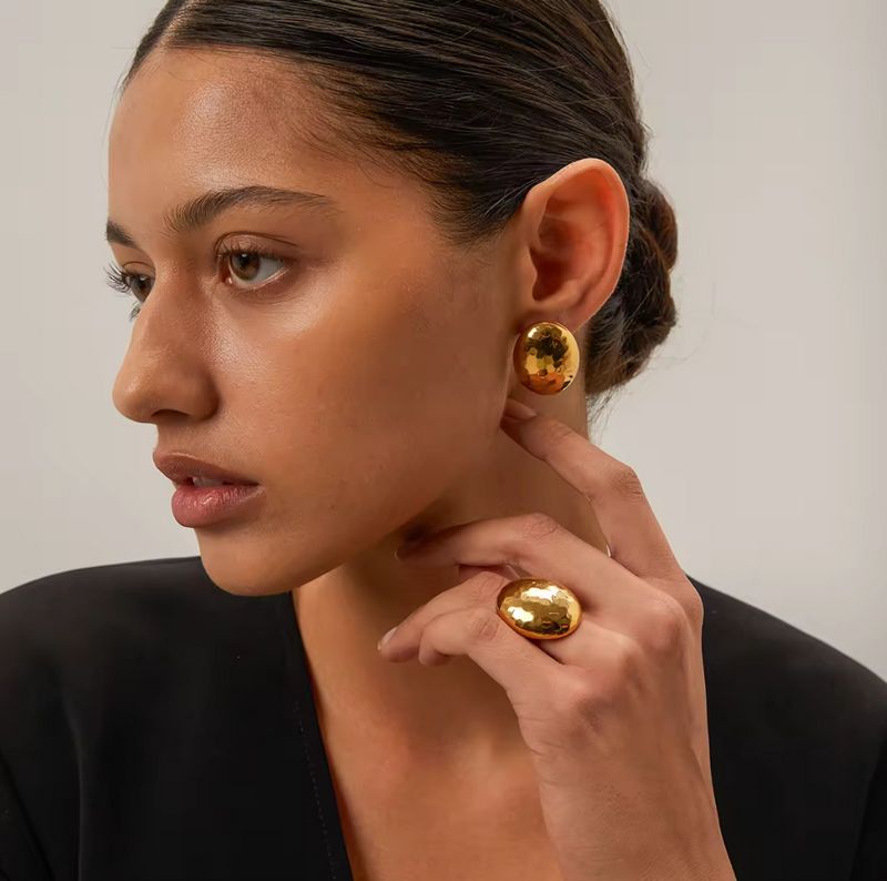 Hammered Oval Earrings