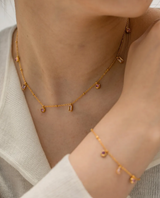 Pink Stone Charm Necklace