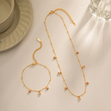 Pink Stone Charm Necklace