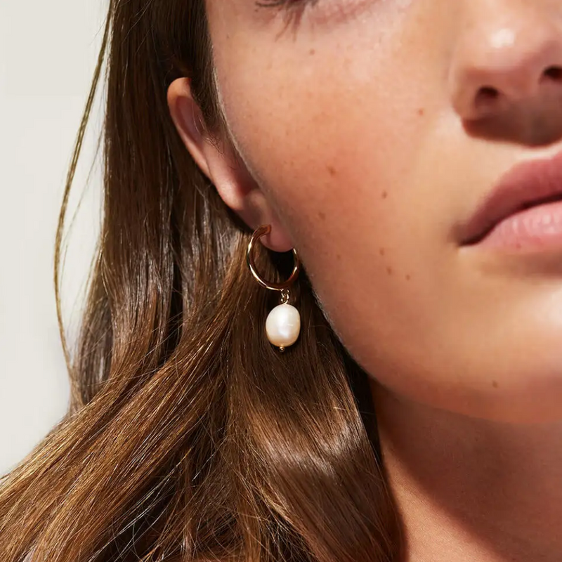 Handmade Pearl Charm Hoops