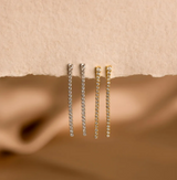 Thin Cubic Drop Earrings- Gold and Silver