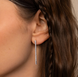 Thin Cubic Drop Earrings- Gold and Silver