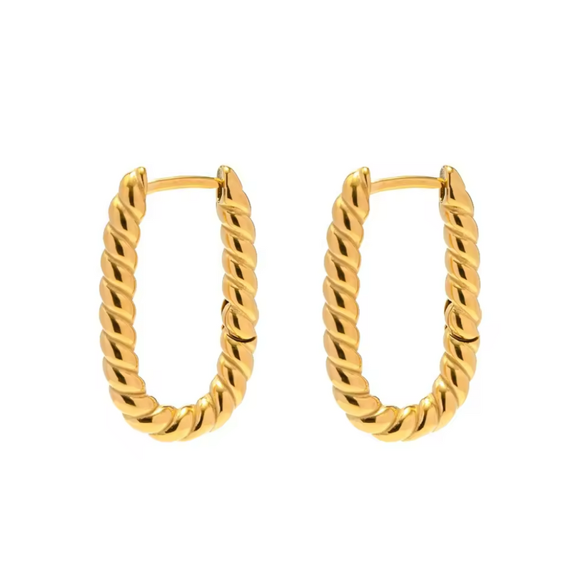 Oval Twisted Hoops