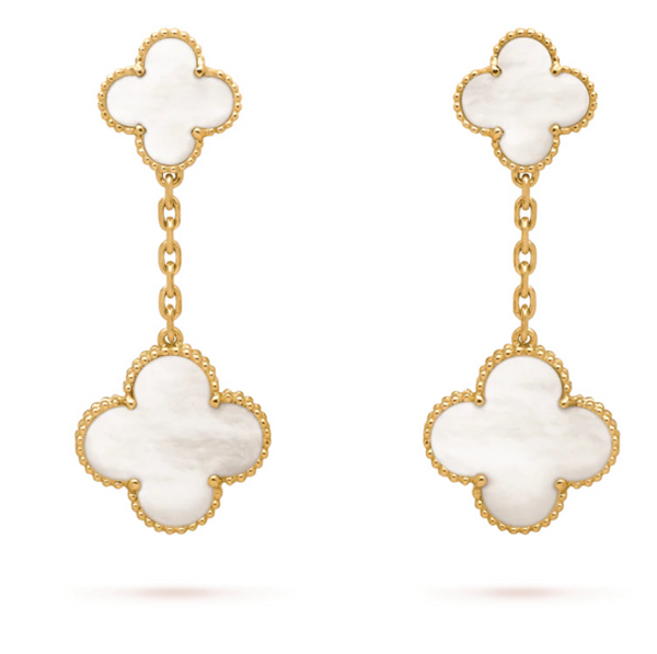 Clover Drop Earrings- Available in Black, White and Gold Clovers