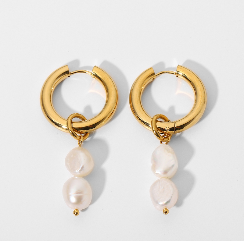 Double Trouble Freshwater Pearl Hoops